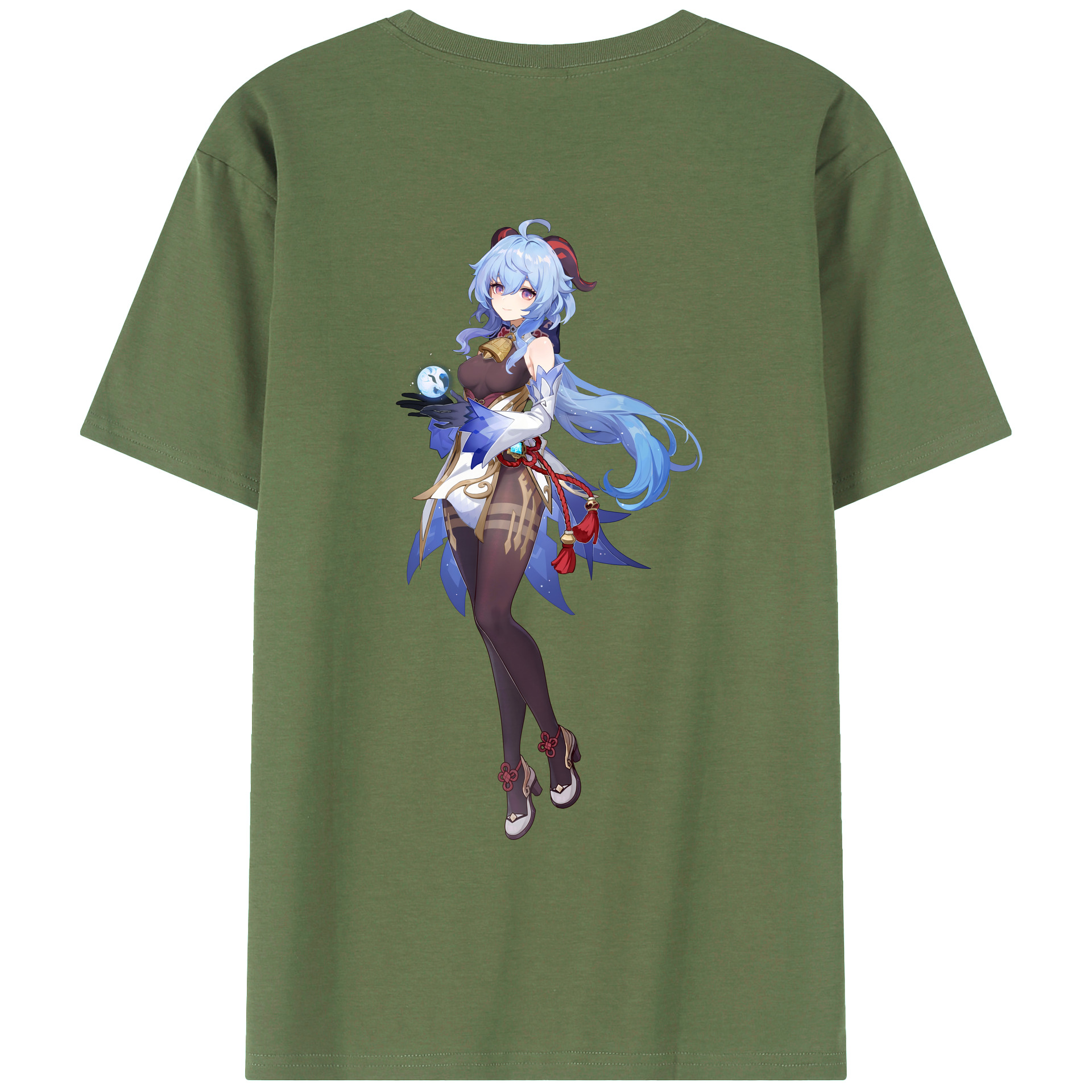 げんし神 甘雨 かんう genshin Ganyu 綿100％ メンズ半袖Tシャツ（バックプリント） 通気性